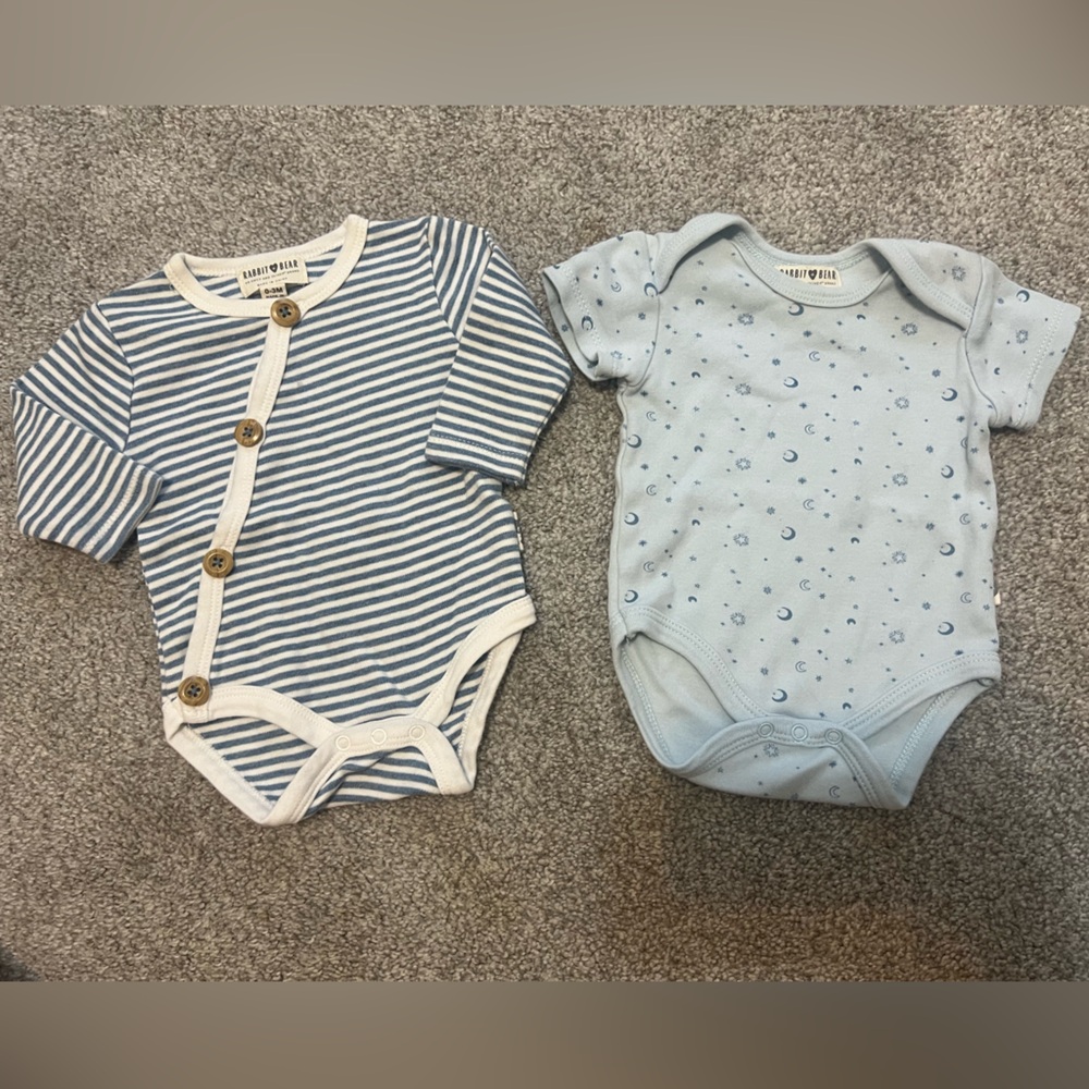 Rabbit + Bear Baby Boy Bodysuits - 0-3M